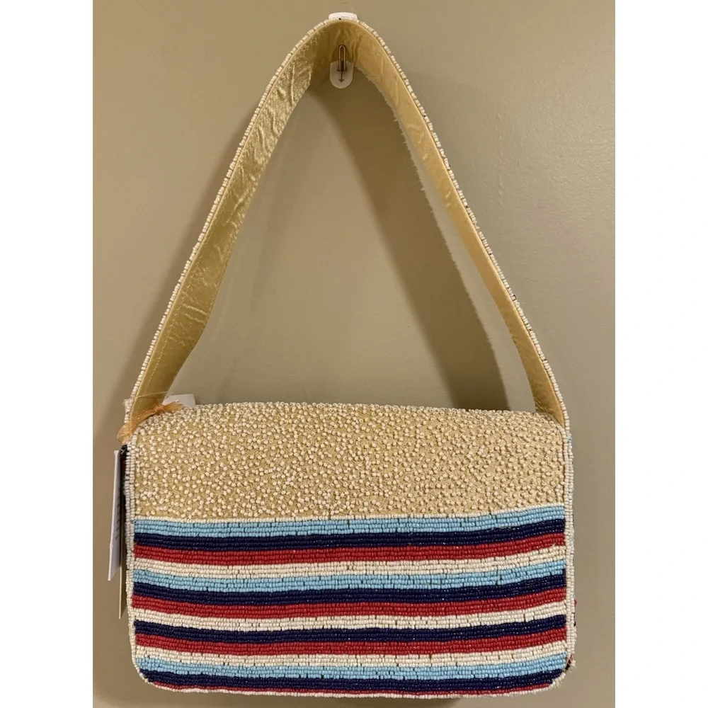 Hand Made in India Beaded Travel Adventure NEW YORK ROUTE 66 Shoulder Bag